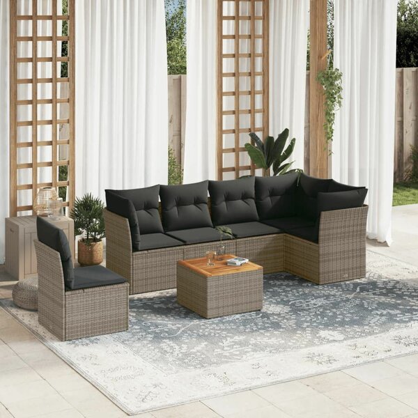 VidaXL Polyrattan Kerti Ülőgarnitúra - 7 részes - Szürke