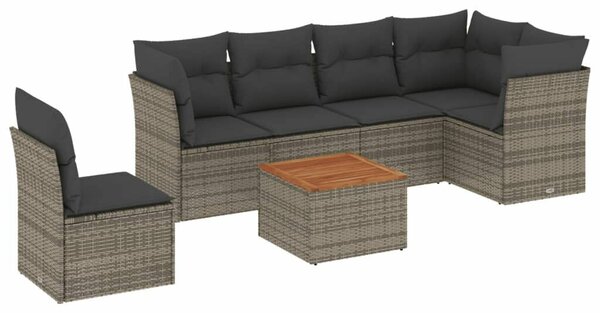 VidaXL Polyrattan Kerti Ülőgarnitúra - 7 részes - Szürke