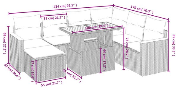 VidaXL 8 részes Polyrattan Kerti Ülőgarnitúra - Fekete