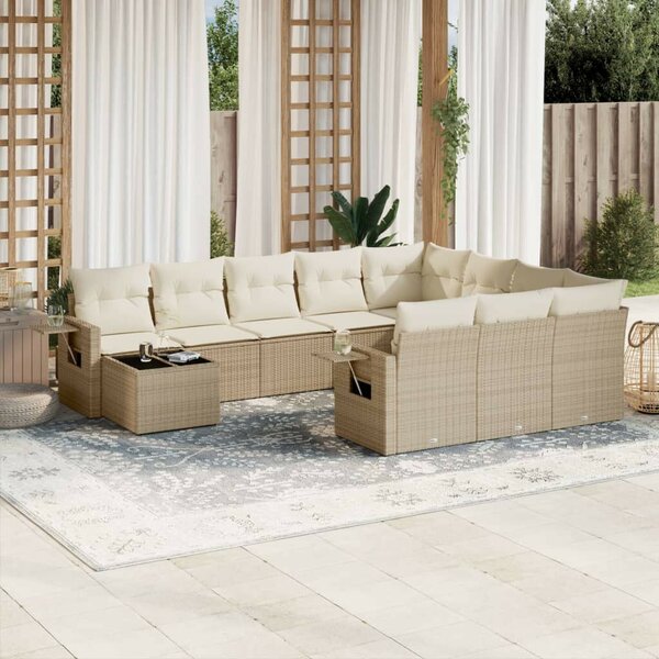 VidaXL Polyrattan Kerti Ülőgarnitúra - Bézs - 11 részes