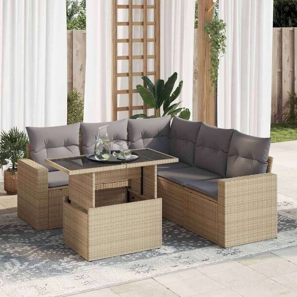 VidaXL Polyrattan Kerti Ülőgarnitúra - 6 részes - Bézs