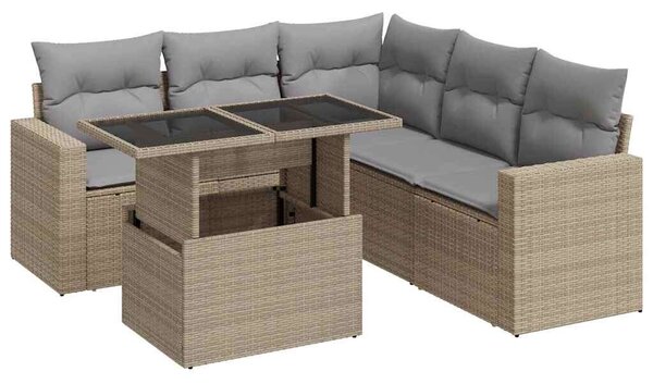 VidaXL Polyrattan Kerti Ülőgarnitúra - 6 részes - Bézs