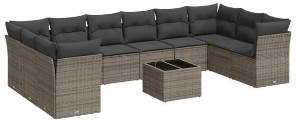 VidaXL Polyrattan Kerti Ülőgarnitúra - 11 részes - Szürke
