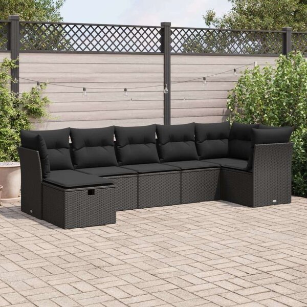 VidaXL Polyrattan Kerti Ülőgarnitúra - 7 részes - Fekete