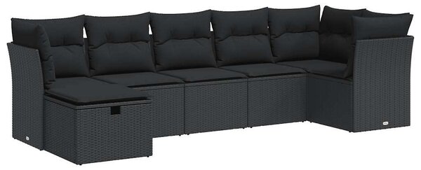 VidaXL Polyrattan Kerti Ülőgarnitúra - 7 részes - Fekete