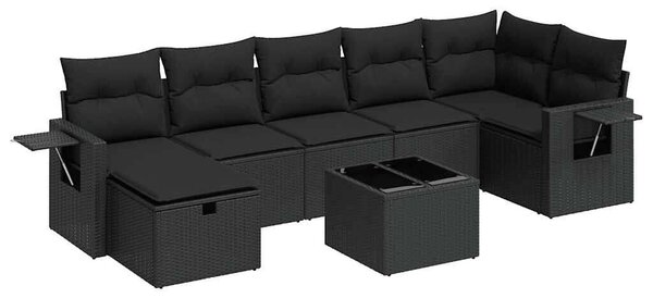 VidaXL 8 részes Polyrattan Kerti Ülőgarnitúra - Fekete