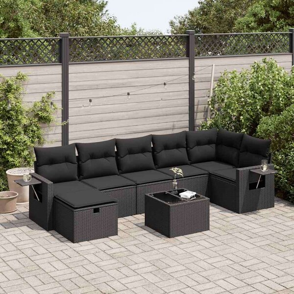 VidaXL 8 részes Polyrattan Kerti Ülőgarnitúra - Fekete