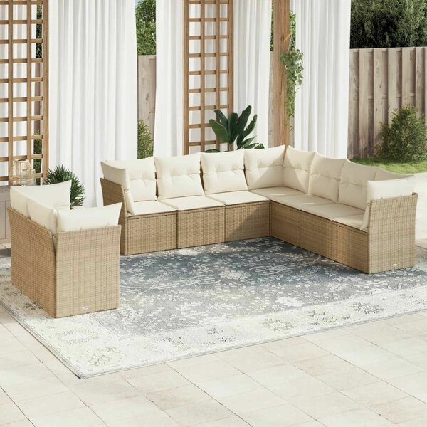 VidaXL Polyrattan Kerti Ülőgarnitúra - Bézs - 9 részes