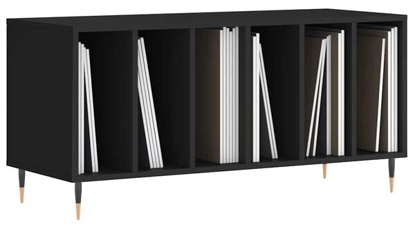 Fekete szerelt fa hanglemezszekrény 100 x 38 x 48 cm