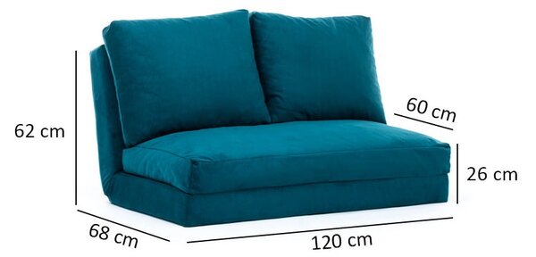 Petróleumkék kinyitható kanapé 120 cm Taida – Balcab Home