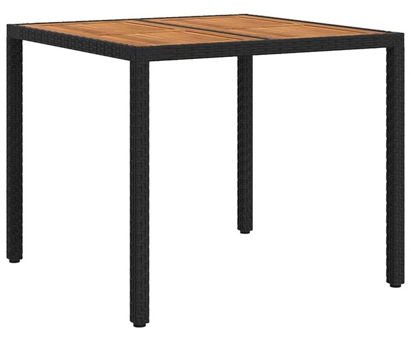 VidaXL Kerti Asztal Fekete 90 x 90 x 75 cm polirattan