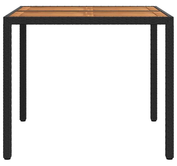 VidaXL Kerti Asztal Fekete 90 x 90 x 75 cm polirattan