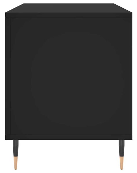 Fekete szerelt fa hanglemezszekrény 100 x 38 x 48 cm