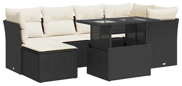VidaXL Polyrattan Kerti Ülőgarnitúra - 7 részes - Fekete