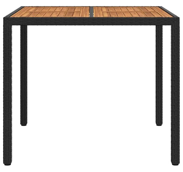 VidaXL Kerti Asztal Fekete 90 x 90 x 75 cm polirattan