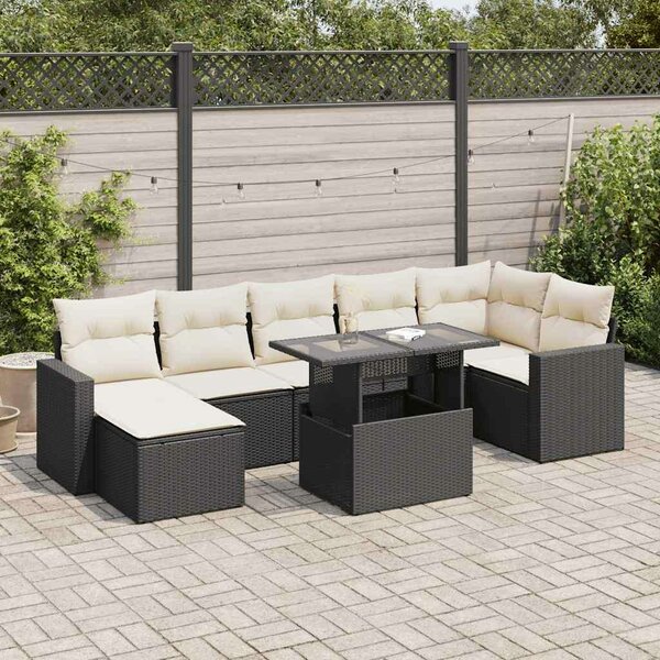 VidaXL Polyrattan Kerti Ülőgarnitúra - 8 részes - Fekete