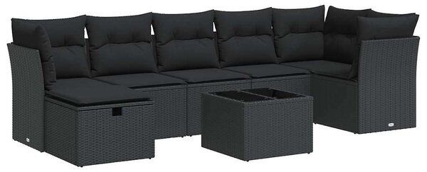 VidaXL 8 részes fekete polyrattan kerti garnitúra