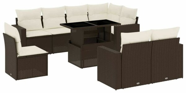 VidaXL Polyrattan Kerti Ülőgarnitúra - 9 részes - Barna