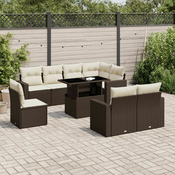 VidaXL Polyrattan Kerti Ülőgarnitúra - 9 részes - Barna