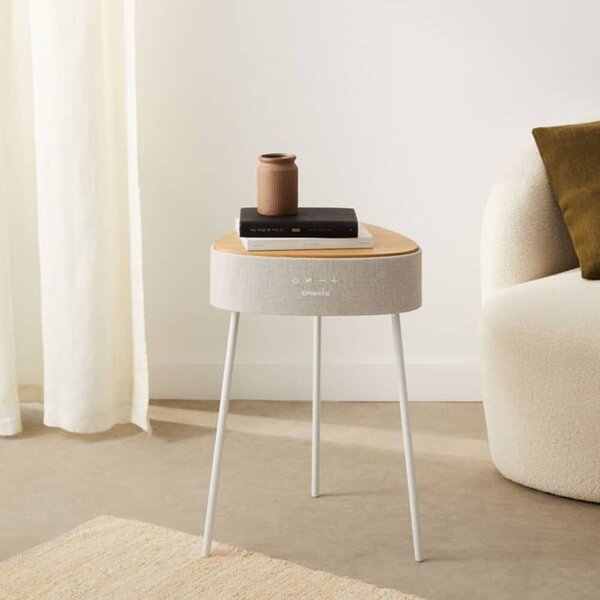 Beépített fiókos kávézóasztal Speaker Table 180º, CREATE, természetes fa