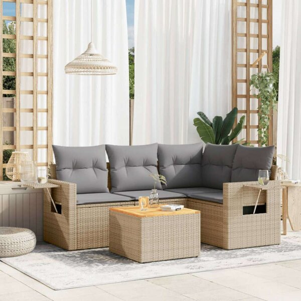 VidaXL Polyrattan Kerti Ülőgarnitúra - 5 részes, Bézs