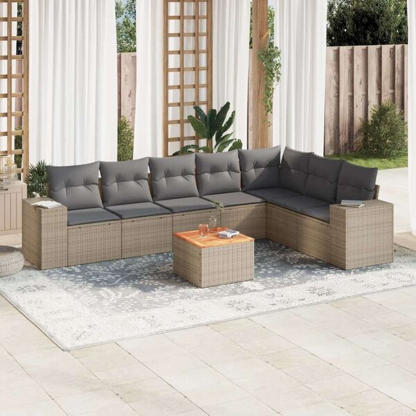 VidaXL Polyrattan Kerti Ülőgarnitúra - 8 részes - Bézs