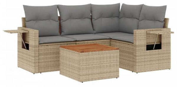 VidaXL Polyrattan Kerti Ülőgarnitúra - 5 részes, Bézs