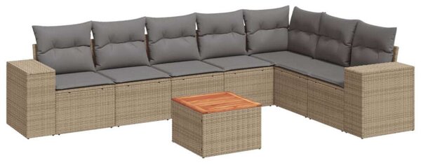 VidaXL Polyrattan Kerti Ülőgarnitúra - 8 részes - Bézs