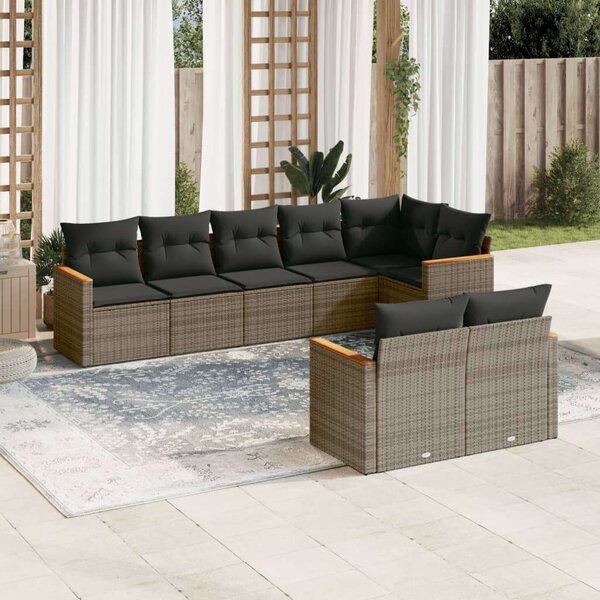 VidaXL Polyrattan Kerti Ülőgarnitúra - 8 részes - Szürke