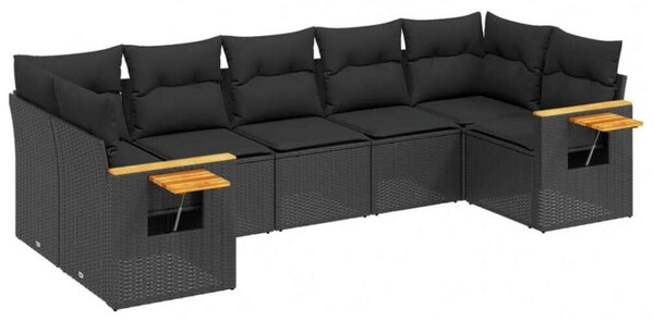 VidaXL Polyrattan Kerti Ülőgarnitúra - 7 részes - Fekete