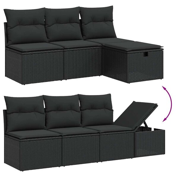 VidaXL Polyrattan Kerti Ülőgarnitúra - 8 részes - Fekete
