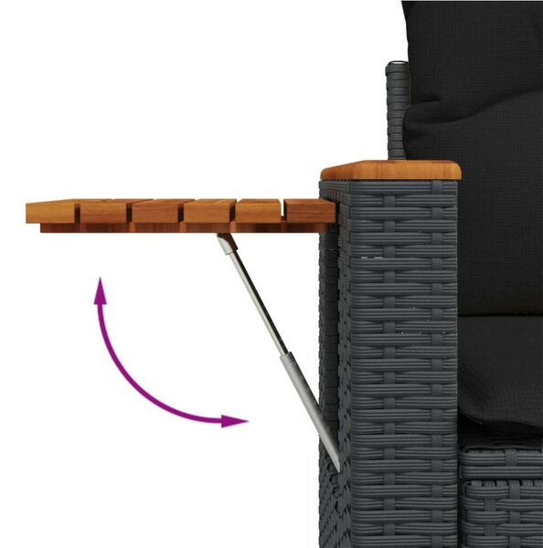 VidaXL Polyrattan Kerti Ülőgarnitúra - 7 részes - Fekete
