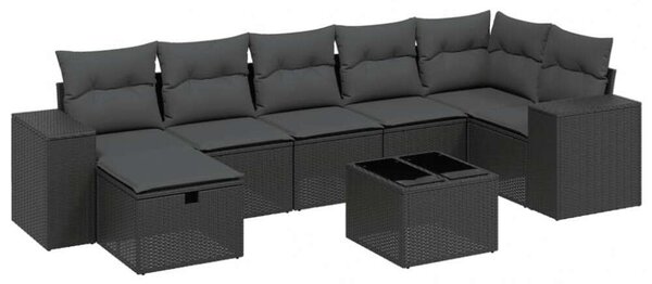 VidaXL Polyrattan Kerti Ülőgarnitúra - 8 részes - Fekete