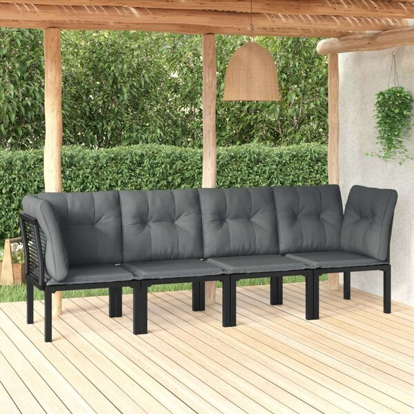 VidaXL 4 részes Kerti Ülőgarnitúra - Fekete-Szürke Polyrattan