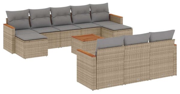 VidaXL Polyrattan Kerti Ülőgarnitúra - 11 részes - Bézs
