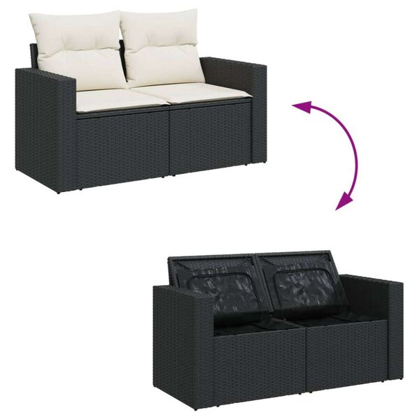 VidaXL Polyrattan Kerti Ülőgarnitúra - 13 részes - Fekete