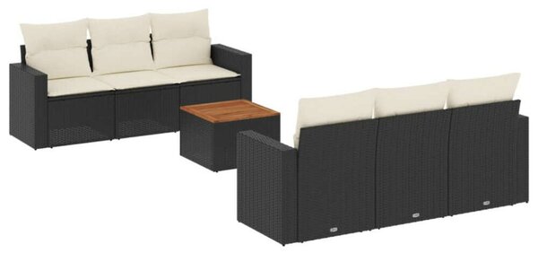 VidaXL Polyrattan Kerti Ülőgarnitúra - 7 részes - Fekete