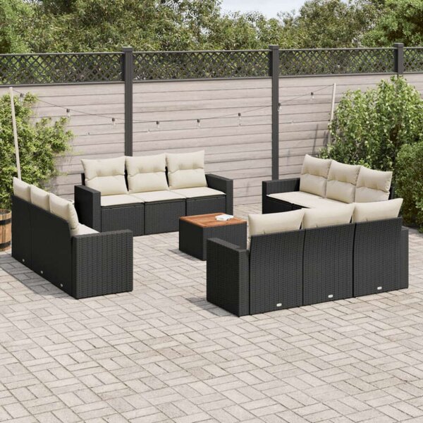 VidaXL Polyrattan Kerti Ülőgarnitúra - 13 részes - Fekete