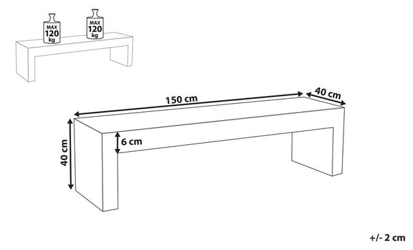 Kerti pad TARANTO 150 cm Beton Fehér