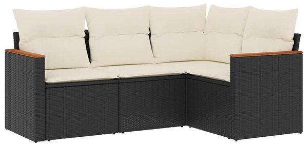 VidaXL Polyrattan Kerti Ülőgarnitúra - 4 részes - Fekete