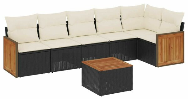 VidaXL 7 részes Kerti Ülőgarnitúra - Fekete Polyrattan