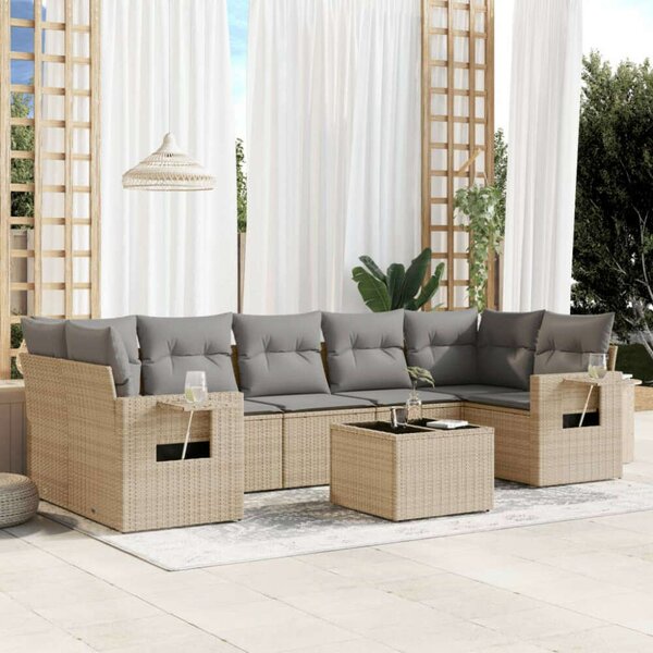 VidaXL Polyrattan Kerti Ülőgarnitúra - 8 részes - Bézs