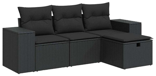 VidaXL Polyrattan Kerti Ülőgarnitúra - 4 részes - Fekete