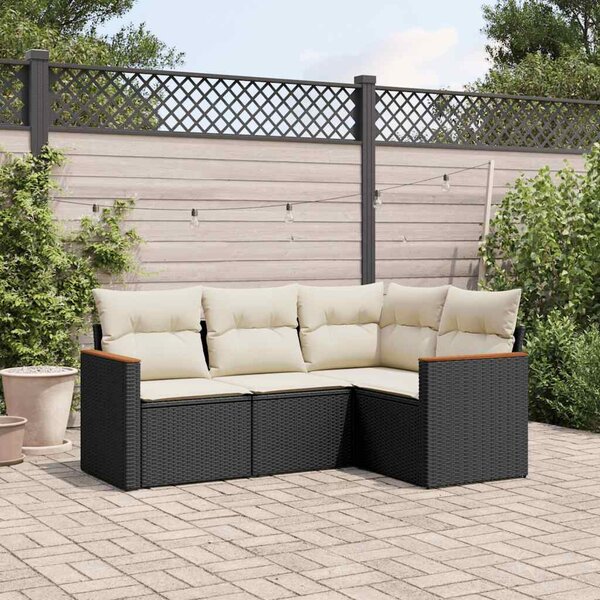 VidaXL Polyrattan Kerti Ülőgarnitúra - 4 részes - Fekete