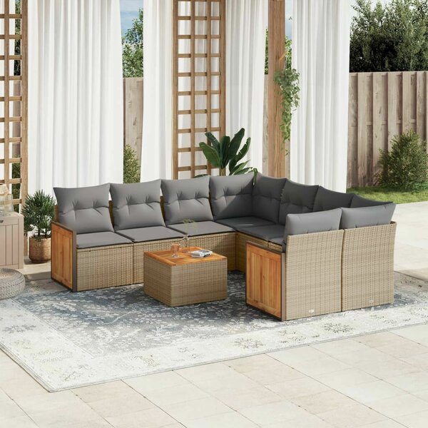 VidaXL Polyrattan Kerti Ülőgarnitúra - 9 részes - Bézs