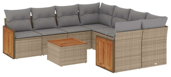VidaXL Polyrattan Kerti Ülőgarnitúra - 9 részes - Bézs