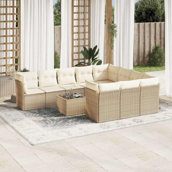 VidaXL Polyrattan Kerti Ülőgarnitúra - 11 részes - Bézs