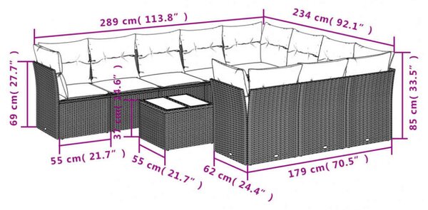 VidaXL Polyrattan Kerti Ülőgarnitúra - 11 részes - Bézs