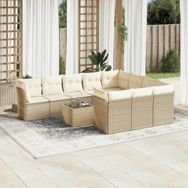 VidaXL Polyrattan Kerti Ülőgarnitúra - 11 részes - Bézs