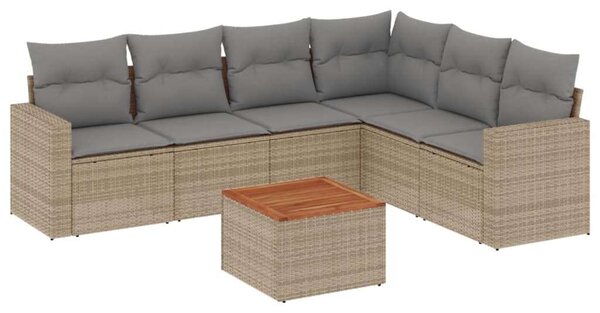 VidaXL Polyrattan Kerti Ülőgarnitúra - 7 részes, Bézs